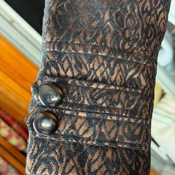 ROZ & ALI Sz L Velvet Burnout Witchcore Coat Black Bronze Gothic Dark Academia - Picture 10 of 11